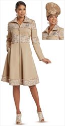 Donna Vinci 11946 - Womens Luxury Stretch Fabric Dress With Tweed Style Accents