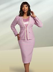 Donna Vinci 13338 - 3PC Jacket/Cami & Skirt Exclusive Knitted Wool Blend Jacquard Yarn With Pearls & Rhinestones