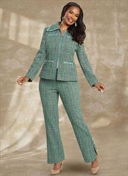 Donna Vinci 5773 - 2PC Jacket & Pant Set with Boucle Fabric