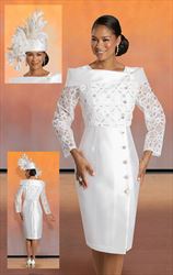 Donna Vinci 11953 - Dress with Silk Look and Sequin Novelty Fabric and Dropped Portrait Collar with Rhinestone Buttons