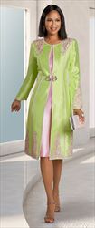 Donna Vinci 11960 - Guipure Lace and Silk Look Duster and Dress
