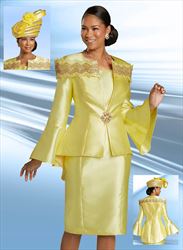 Donna Vinci 11965 - Dress and Jacket Set with Guipure Lace and Gold Embroidery