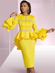 Donna Vinci 11969 - Jacket and Skirt with Premium Stretch Scuba Fabric and Rhinestone Trim