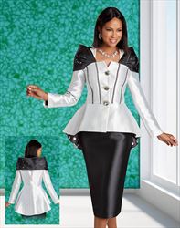 Donna Vinci 11973 - Silk Look Trimmed with Lace and Sequins Jacket and Skirt Set