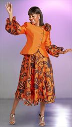 Donna Vinci 5756 - Jacket and Skirt Set with Puff Sleeves and Pearl & Rhinestone Buttons