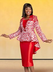 Donna Vinci 5759 - High Low Peplum Jacket and Skirt Set with Silk Look Fabrics