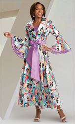 Donna Vinci 12006 - 1 PC Silk Look Print Dress With Sash Belt