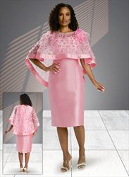 Donna Vinci 12013 - 2 PC Silk Look and Novelty Fabric Dress and Cape Set