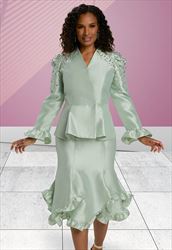 Donna Vinci 12016 - 2 PC Silk Look Skirt Suit with Rhinestones