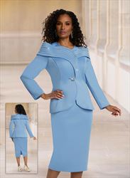 Donna Vinci 12019 - 2 PC High Quality Stretch Scuba Skirt Suit with Rhinestones