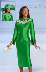 Donna Vinci 12021 - 2 PC Silk Look Skirt Suit with Rhinestones