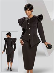 Donna Vinci 12023 - 2 PC High Quality Stretch Scuba Skirt Suit with Rhinestones