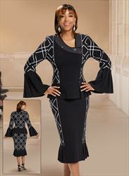 Donna Vinci 13371 - 2 PC Skirt Suit with Exclusive Knitted Yarn and Rhinestones