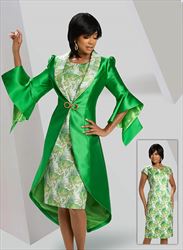 Donna Vinci 5788 - 2 PC Brocade Dress and Silk Look Jacket with Rhinestones