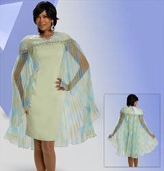 Donna Vinci 5794 - 2 PC Dress and Cape Set with Pleated Organza