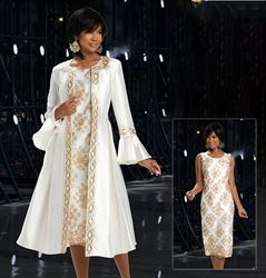 Donna Vinci 5795 - 2 PC Brocade Dress and Silk Look Jacket with Rhinestones and Sequins