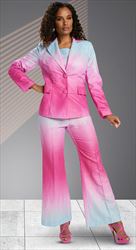 Donna Vinci 5801 - 2 PC Jacket and Pant Set with Faded Tie-Dye Print