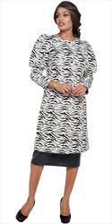 DCC - DCC3712 - Black/White - Womens Print Balloon Upper Sleeve Dress