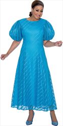 DCC - DCC4121- Turquoise Mesh Maxidress with Short Puff Sleeves