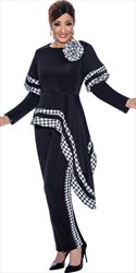 DCC - DCC4612 - Black/White - Houndstooth Trim 2PC Pant Set