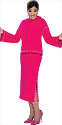 DCC - DCC502 - Magenta - Embellished Trim 2PC Skirt Set With Hood