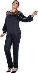 DCC - DCC552 - Black - Embellished Pant Set With Zipper Features