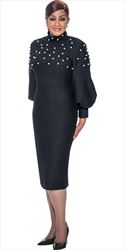 Dorinda Clark Cole - DCC4841 - Black Embellished Dress with Mock Neck