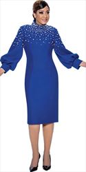 Dorinda Clark Cole - DCC4841- Royal - Embellished Dress with Mock Neck