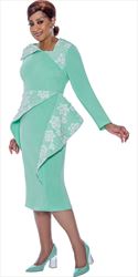 Dorinda Clark Cole - DCC4881 - Mint Pearl Embellished Asymmetrical Dress