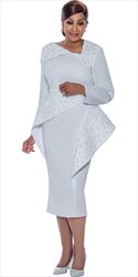 Dorinda Clark Cole - DCC4881 - White Pearl Embellished Asymmetrical Dress