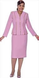 Dorinda Clark Cole - DCC4992 - Pink Gold 2pc Zipper Skirt Suit