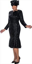 Dorinda Clark Cole - 5121 - Black Sequin Flounce Skirt Dress