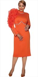 Dorinda Clark Cole - 5141 - Orange - Shoulder Ruffle Scuba Dress