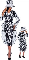 GMI G9102 - 2PC Print High-Low Ruffle Skirt Suit