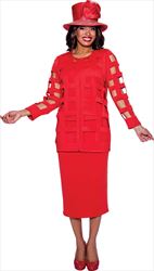 GMI G9203 - 3PC Skirt Suit with Lattice Cutout Styling
