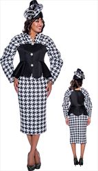 GMI G9212 - 2PC Houndstooth Peplum Skirt Suit