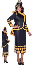 GMI G9222 - 2PC High-Low Skirt Suit with Dot Trim