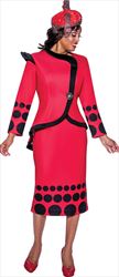 GMI G9222 - 2PC High-Low Skirt Suit with Dot Trim