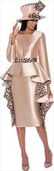 GMI G9302 - 2PC Animal Print Accented High-Low Skirt Suit