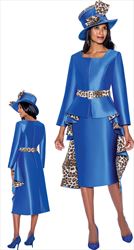GMI G9302 - 2PC Animal Print Accented High-Low Skirt Suit
