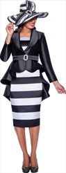 GMI G9312 - 2PC Striped High-Low Skirt Suit
