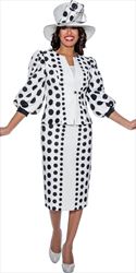 GMI G8862 - White/Black - Polka Dot Puff Sleeve Suit for Church