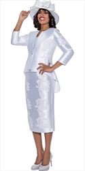 GMI G8893 - White - Silk look with Embroidery and High Low Jacket Church Suit