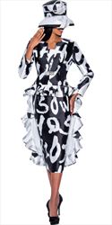 GMI G9102 - 2PC Print High-Low Ruffle Skirt Suit