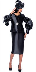 GMI G9153 - Black 3PC Skirt Suit with Novelty Sleeves