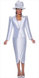 GMI G9263 - White 3PC Skirt Suit with Pearl Embellishments