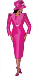 GMI G9462 - Magenta 2PC Skirt Suit With Shoulder Embellishments