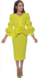 GMI G9742 - Yellow 2PC Scuba Fabric Skirt Suit