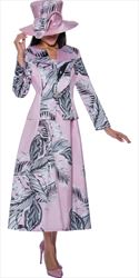 GMI G9772 - Pink 3PC Print Skirt Suit