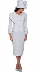 GMI G9782 - White 2PC Scuba Fabric Skirt Suit